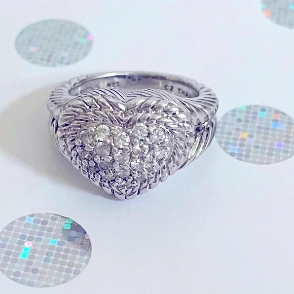 Judith Ripka Silver Heart Ring with Sparkling Accents - Picture 2 of 7